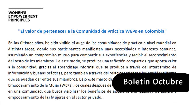  Boletín de octubre: El valor de pertenecer a la Comunidad de Práctica WEPs en Colombias